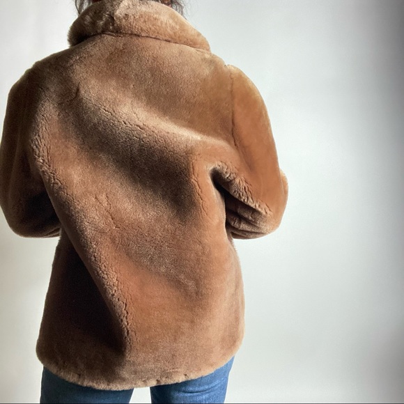 VINTAGE 1950’s Faux Fur Open Front Mauve Teddy Coat Womens Medium - Picture 2 of 10